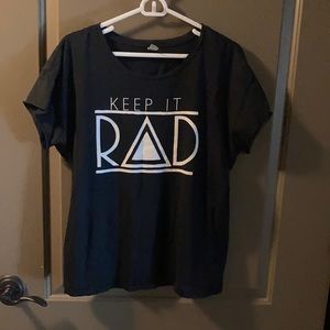 Distressed “Keep It Rad” t-shirt.